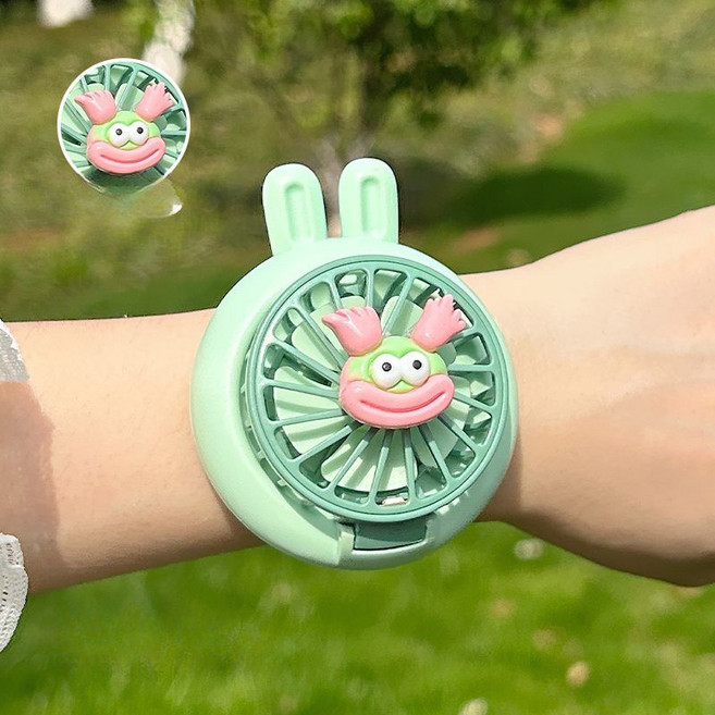 픽슝 시계선풍기 손목밴드 USB충전 휴대용 팔찌 선풍기, 몬스터 민트, 300mAh