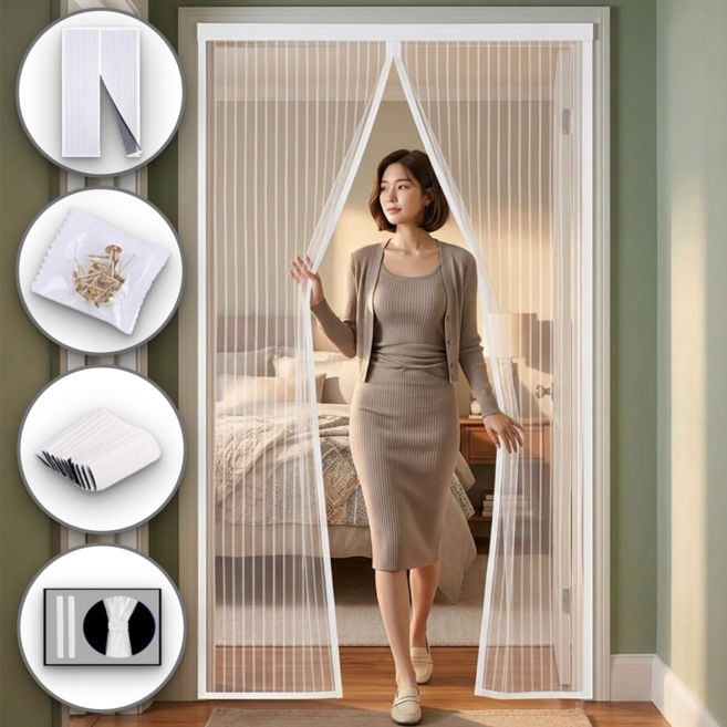 굿새로이 출입문 방문형 모기장 방충망 자석형 커튼, 1개