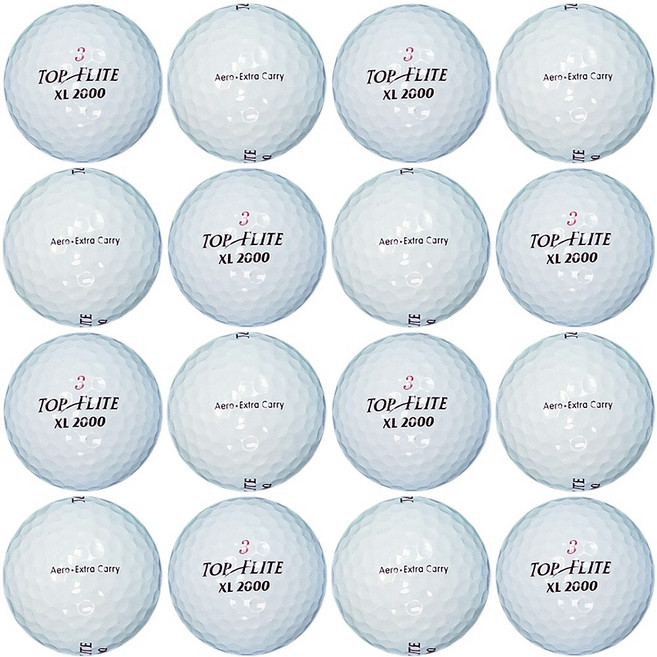 탑플라이트 XL 2000 시리즈 혼합 2피스 A급 로스트볼 16개, 16개입, 1세트, 화이트
