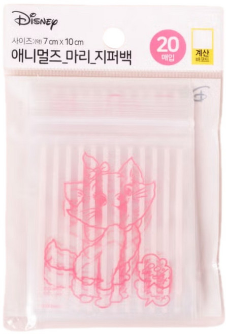 디즈니 애니멀즈 지퍼백 7 X 10 cm 20매입 마리, 4개, 무료(한 사이즈), 20개입