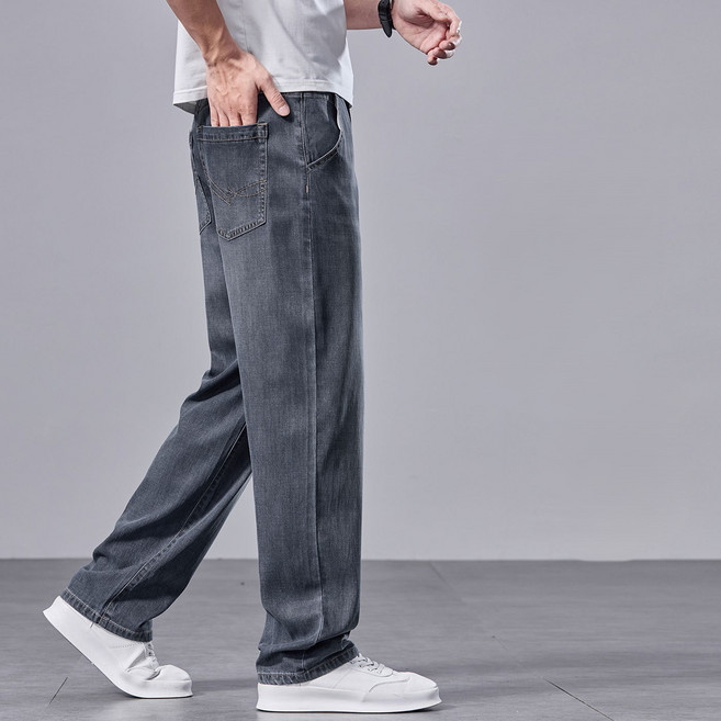 하울맨 중년 남성 빅사이즈 얇은 텐셀 일자 청바지