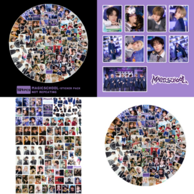 스트레이키즈 도무송 포카 스티커 100장 세트 외 10종 모음, 07.매직스쿨 스티커(104장)