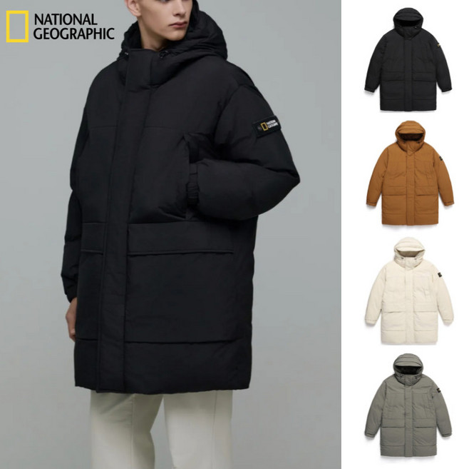 내셔널지오그래픽 파카 패딩 무터스 몬스터 헝가리 구스 다운 헤비 하프 점퍼 와펜 챙 후드 아웃도어 보온 등산 겨울 아우터