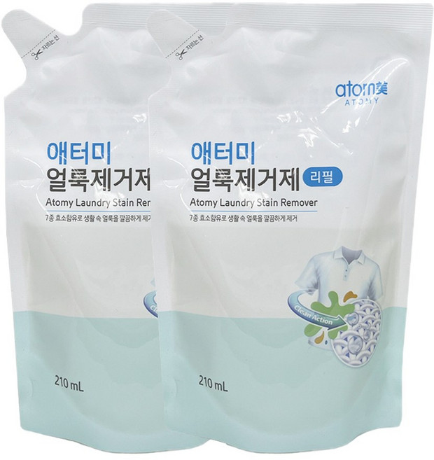 애터미 얼룩제거제 리필 210ml PH 중성세제, 2개