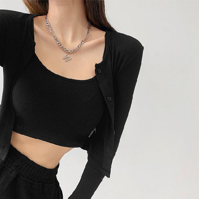 여성용 오늘의 심플 크롭 끈나시