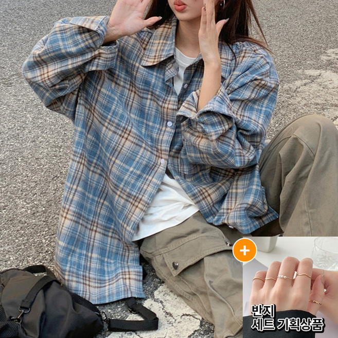 드마엘_여성 리오라 러블리 오버핏 체크남방 자켓 셔츠(4color) 루즈핏 데일리