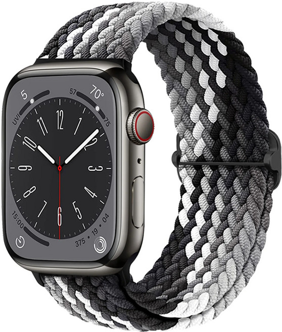 Fegwilde 애플워치 호환 조절 가능 브레이드 스포츠 루프 스트랩 46/41/40/38/49/45/44/42mm 11 10 9 8 3 울트라1/2/3 SE1/2/3 밴드, 검은색영리