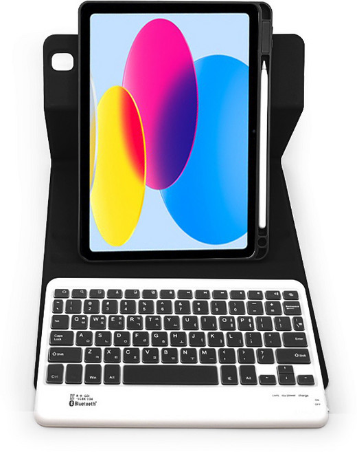 아이패드 A18 12세대 A16 11세대 10세대 10.9 공용 애플펜슬 수납 호환 콤비 회전 블루투스 키보드 케이스, 블랙, 1개