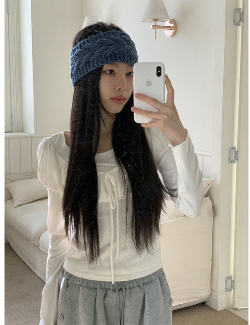 [비마이뮤즈] 세이디 꽈배기 와이드 니트 헤어밴드 반다나