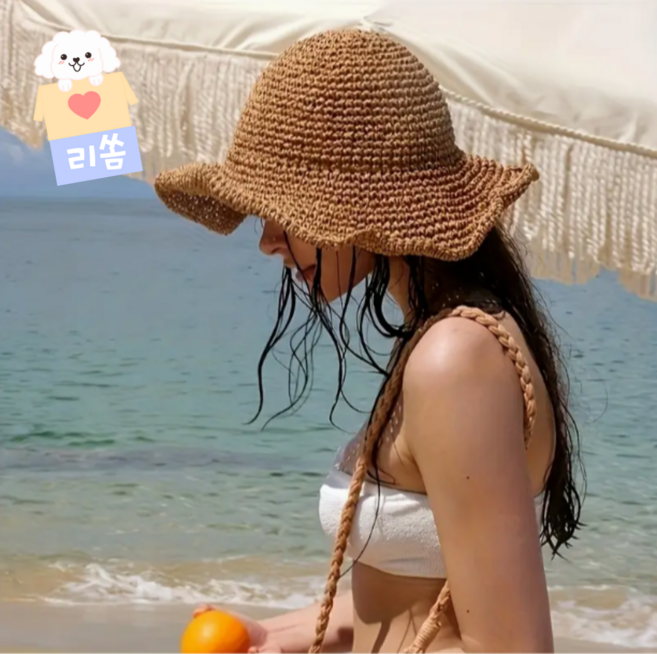 [와이어 모자] 리쏨 여성 와이드 야외모자 넓은챙 비치모자 외출모자 접이식