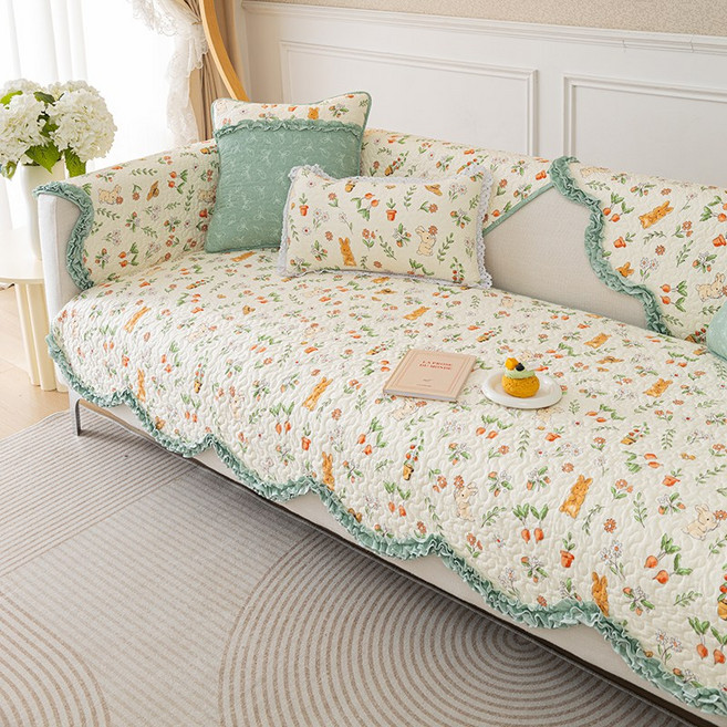 개웃기냥 화사하고 아기자기한 로맨틱한 100%면 미끄럼 방지 쇼파 패드 쿠션커버