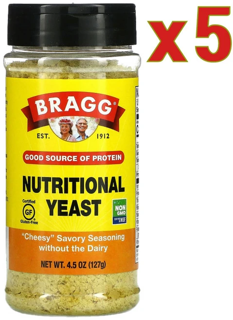 브래그 뉴트리셔널 이스트 영양 효모 시즈닝 글루텐 프리 치즈맛 127G, 5개 - 쿠팡