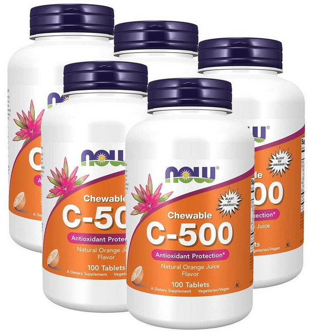 나우푸드 C-500 비타민씨 츄어블 오렌지주스맛 타블렛 NOW, 5개, 100정