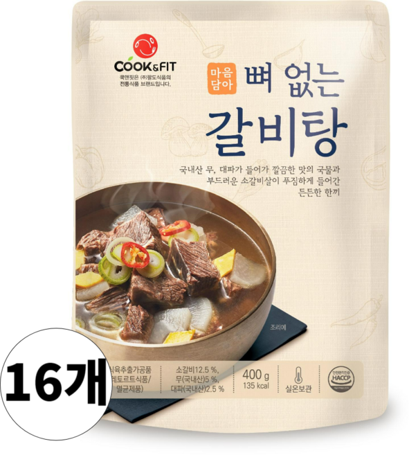 마음담아 뼈없는 왕 갈비탕 소갈비탕 상온보관, 400g, 16개