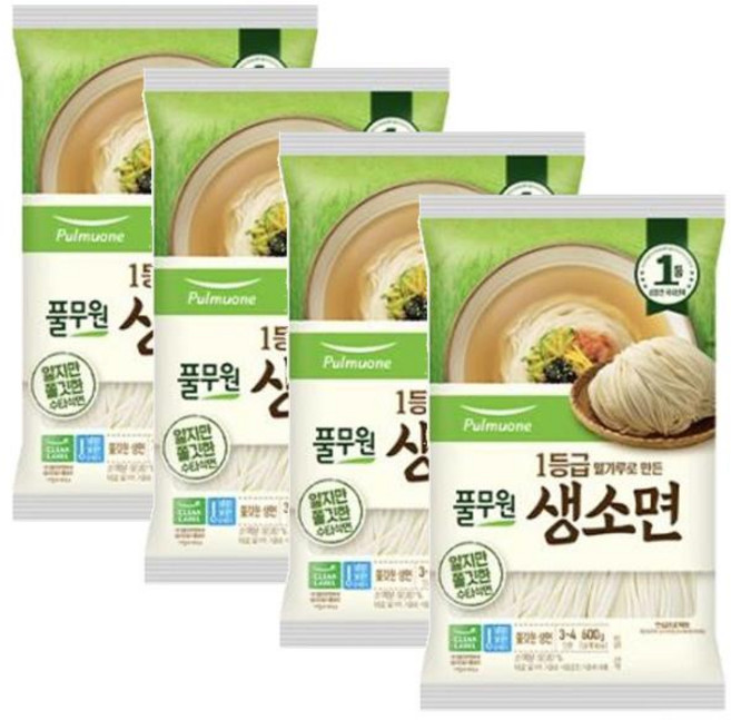 국수 사리 풀무원 생 소면 4인분, 4개, 600g