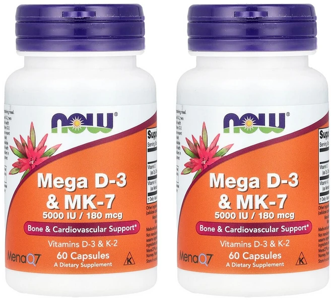 나우푸드 2개X 메가 D-3 & MK-7 5000IU / 180mcg 캡슐 60정, 2개 - 쿠팡