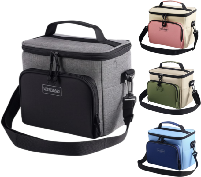 DUGNSTUDIO 2025 숄더형 PEVA 방수 3중 보온 보냉백 보냉가방, 블랙+그레이, 1개