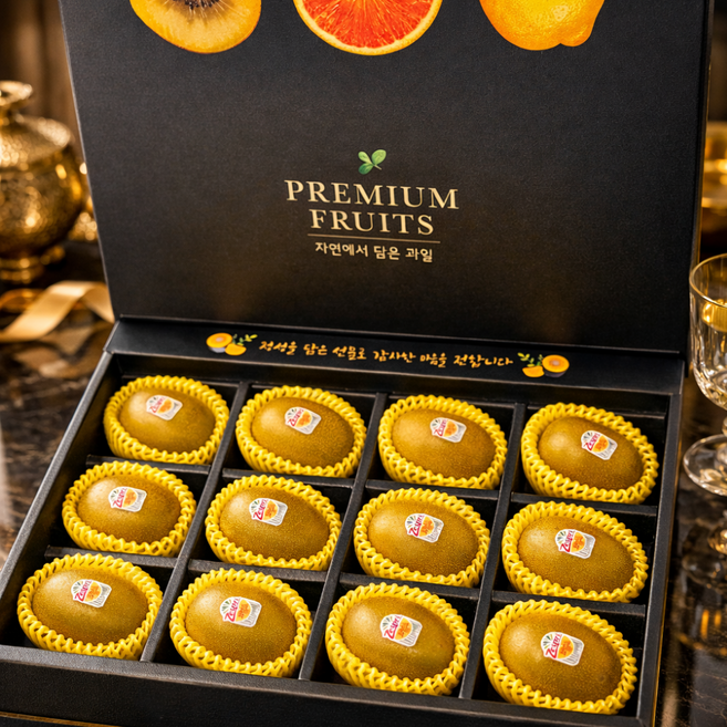 [프리미엄 선물세트] 제스프리 골드키위 15Brix 고당도 선물세트 (로얄과) 12과 16과 1박스, 제스프리 12과 + 보자기