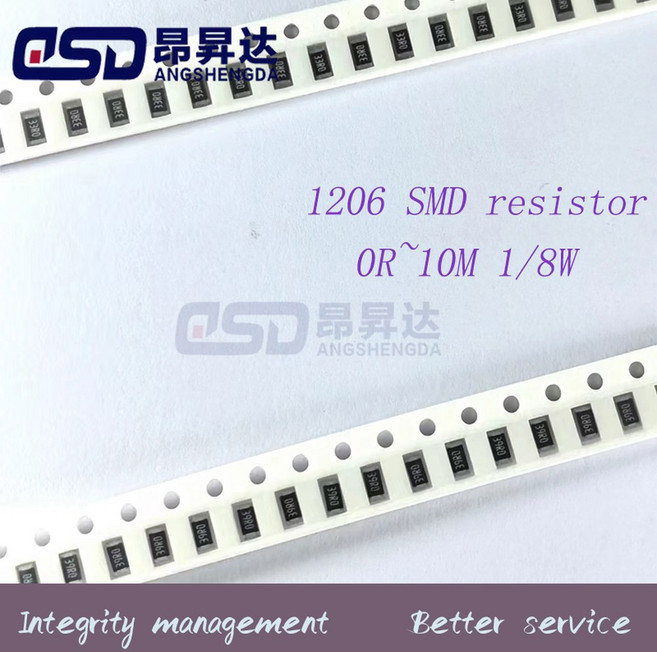 100PCS 1206 SMD 10M 220 2K 10K 150R 1R 10 저항기 150 7K 100 330R 1M 100K 10R 4W 0R 220R 1K 330 100R, 620R, 1개