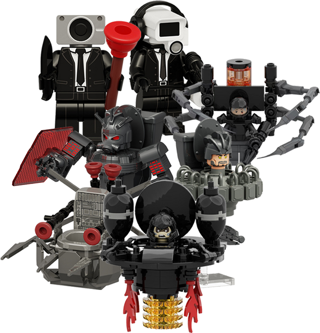 로앤제이 스키비디 토일렛 미니블록 동맹군vs아스트로 7종 세트, 1개 세트 (7pcs), 1개