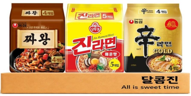 [달콤진] 짜왕 4P + 진라면매운맛 5P + 신라면골드 4P, 1세트