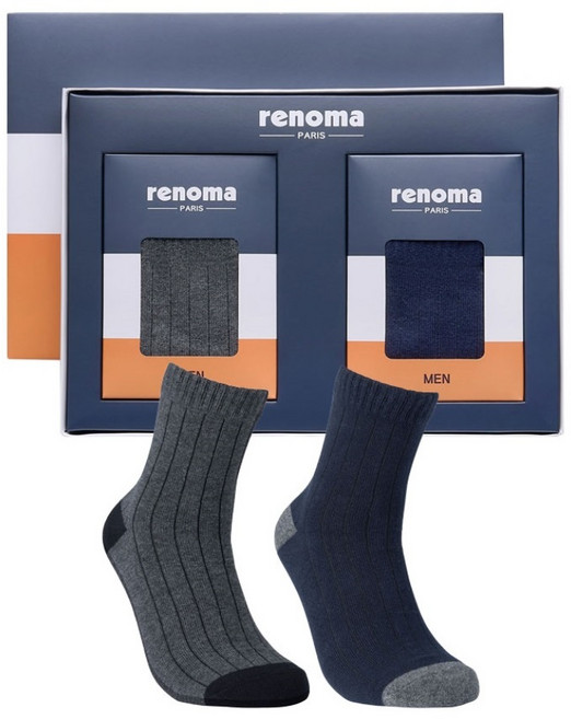 레노마 캐주얼 양말선물세트 답례품 선물용 남성 여성 2족 스포츠양말세트, 선택1) 캐주얼 남성2족