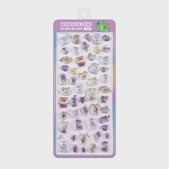 [37종 중 골라담는 재미] 다양한 3D크리스탈스티커 봉봉스티커 오로라스티커 3D입체 DIY 다꾸 폰꾸 시즌1 시즌4 오로라시즌 팝시즌, 1개, 26.몽글랜드_보라몽
