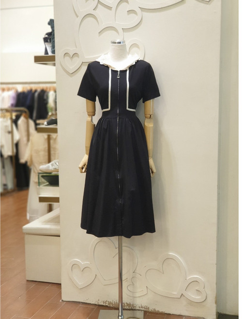 샤틴 레이스 후드 집업 원피스