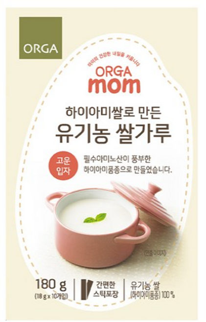 올가맘 하이아미쌀로 만든 유기농 쌀가루 고운입자, 180g, 9개