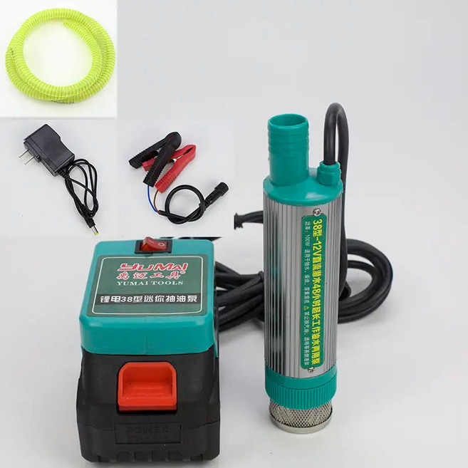 兩用充電油水 柴油 抽油泵 12V鋰電池 電動抽水泵, 1個, 38型鋰電抽油泵【一電一充款】,泵+5米防凍管+槍把