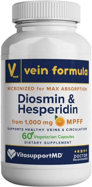 VITASUPPORTMD 정맥 포뮬라 1000mg 미세화된 바이오플라보노이드 혼합물이 혈액순환에 사용되며 정맥지지, 1개