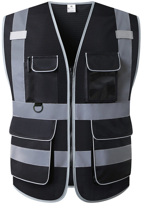 리바앤코 고급형 안전조끼 라이더 빅사이즈 배달 야간작업 반사띠 메쉬 여름 사계절용, 1개, 블랙그레이