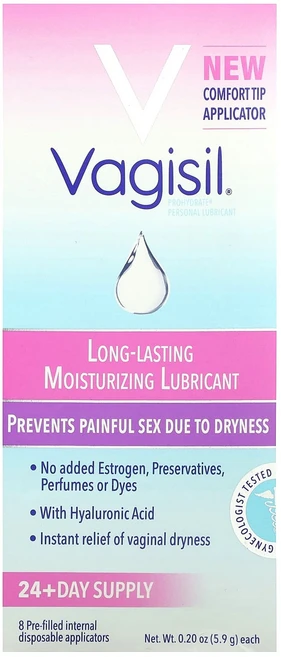 Vagisil 오래 지속되는 보습 윤활제 내장형 일회용 애플리케이터 8개 각 5.9g(0.2oz), Vagisil오래지속되는보습윤활제내장형일회용애플리케이터, 1개 - 쿠팡