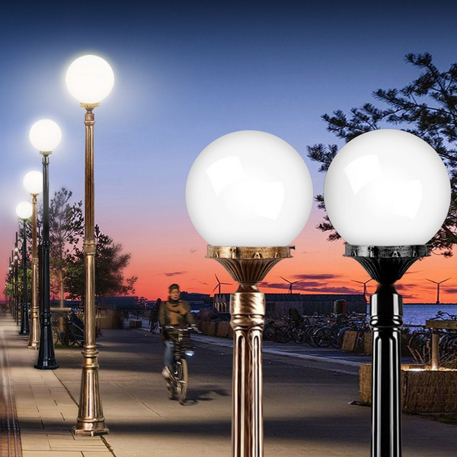 전기 호박 가로등 야외조명 현관 정원 마당 경관 조명 구슬 SS2097, 3_호박등(불투명)30호, 기둥 1.8m(블랙)