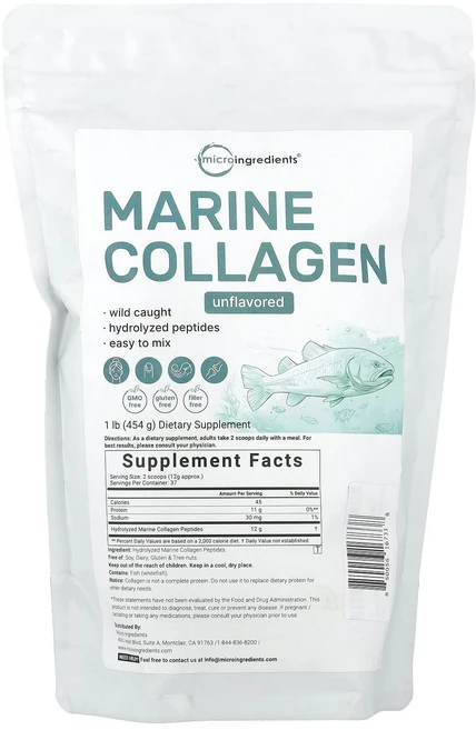 Micro Ingredients 해양 콜라겐 무맛 454g(1lb), MicroIngredients해양콜라겐무맛454g1lb, 454g, 1개 - 쿠팡