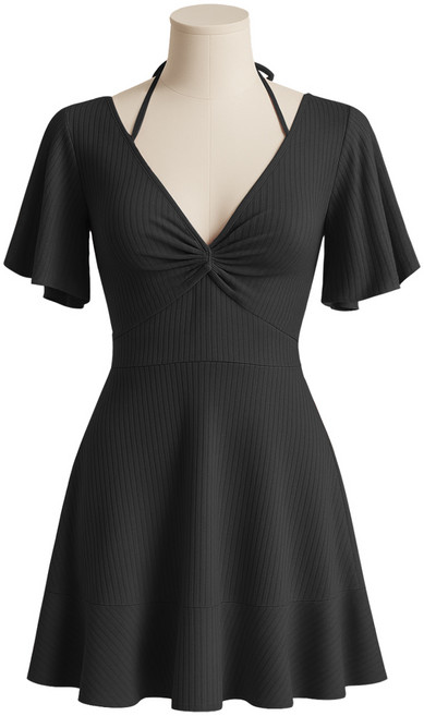 바닐라마카롱 체형커버 셔링 원피스 수영복 여성 빅사이즈 커버업 원피스형 반팔 모노키니 리본 오프숄더 속바지 일체형 여름 휴양지 수영장 바다 해변, 1개, R98664C(블랙