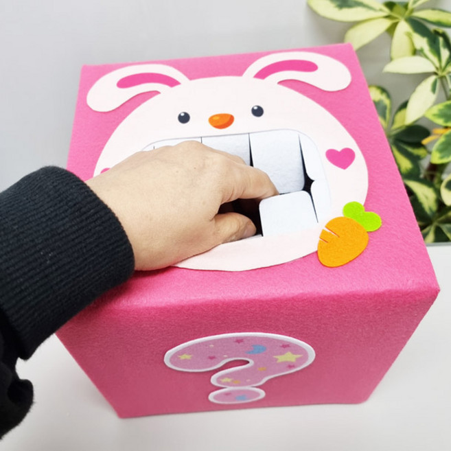 토끼 궁금이 상자 재료모음(20cm 정육면체 인쇄펠트), 1개, 동물