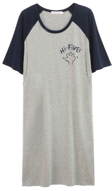 BABYSHARE時尚孕婦裝 拼色袖哺乳短袖孕婦裙 哺乳衣