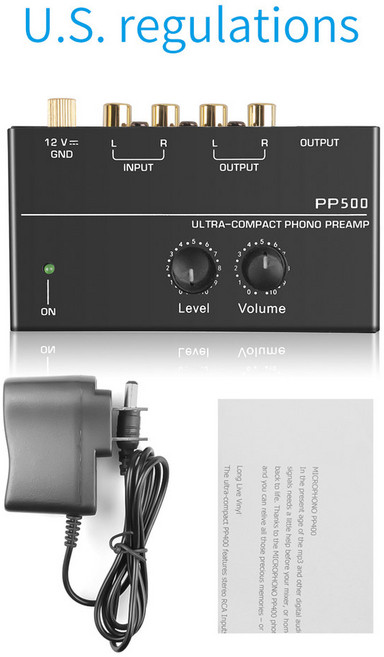 호환 PP500 포노 프리 앰프 헤드폰 마이크 비닐 턴테이블 용 레벨 볼륨 조절 기능이있는 믹서 확대, US Plug, 4.PP500 US Plug