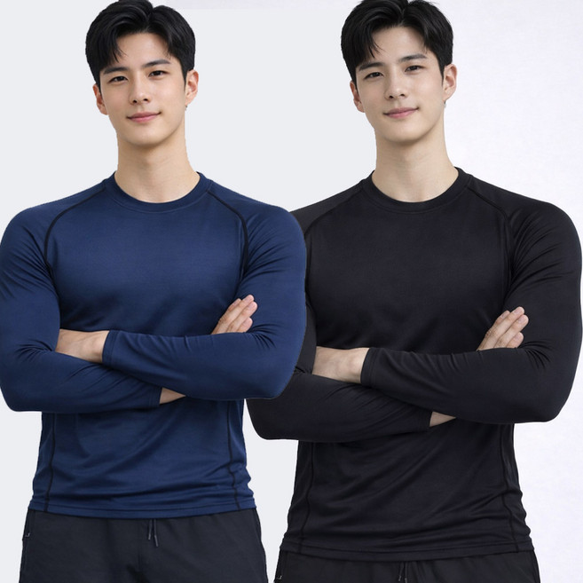 올라운드 남자 스포츠 기능성 긴팔 티셔츠 1+1 드라이 라운드 쿨티셔츠