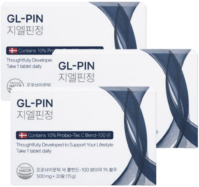 지엘핀정 덴마크 유산균 테아닌 트립토판 가바 함유, 3개, 30정