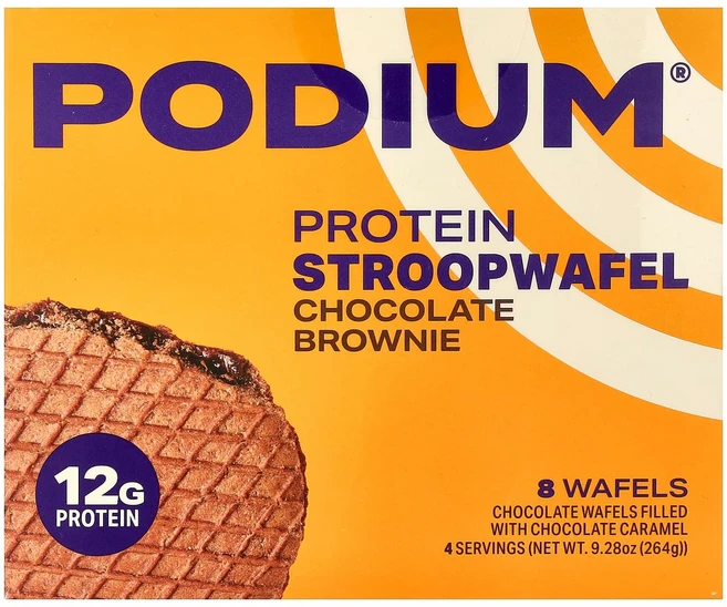 Podium Nutrition 단백질 스트룹와플 초콜릿 브라우니 와플 8개 264g(9.28oz) PDI-60258, 1, 264g - 쿠팡