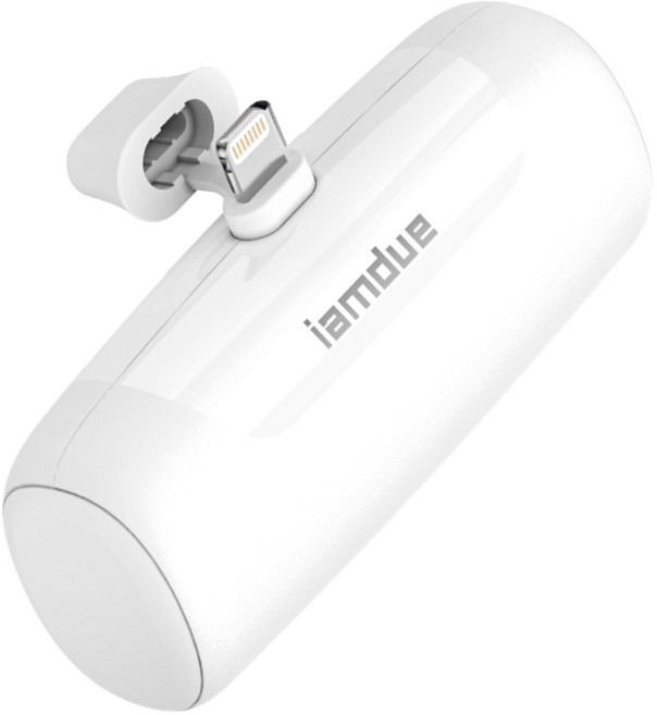아이엠듀 충전형 미니 무선 보조배터리 5000mAh 갤럭시 C타입 8핀 일체형, SPE-PA5GPQ8P, 화이트