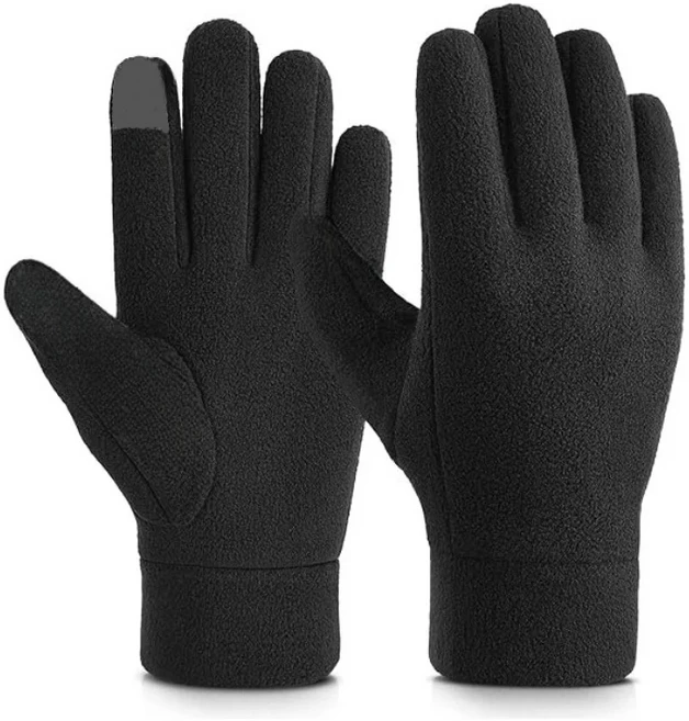 남녀공용 따뜻한 겨울 장갑 폴라 플리스 추운 날씨 터치 스크린 러닝 하이킹용 열 장갑, 01 XL, 01 Black