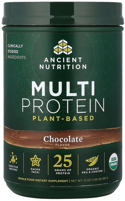 Ancient Nutrition Multi Protein Plant Based Chocolate 1.29 lb (587 g), 36 g, 587g - 쿠팡
