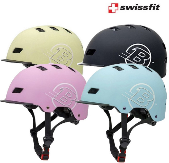 스위스핏 어반헬멧 인라인 킥보드 자전거 스케이트보드 안전모 보호장비 어린이, 블랙, 1개