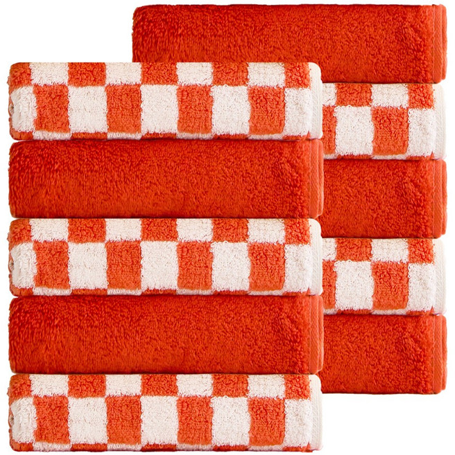 타월리스트 체크 믹스 200g 40수 디자인 호텔 타올, 1세트, 오렌지