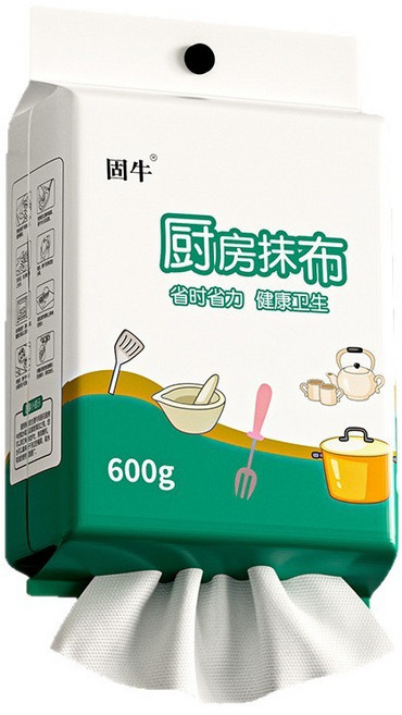固牛 廚房抹布 省時省力 健康衛生 加大加厚 吸水吸油 強力去污, 1個, 270g 120抽純白*2包
