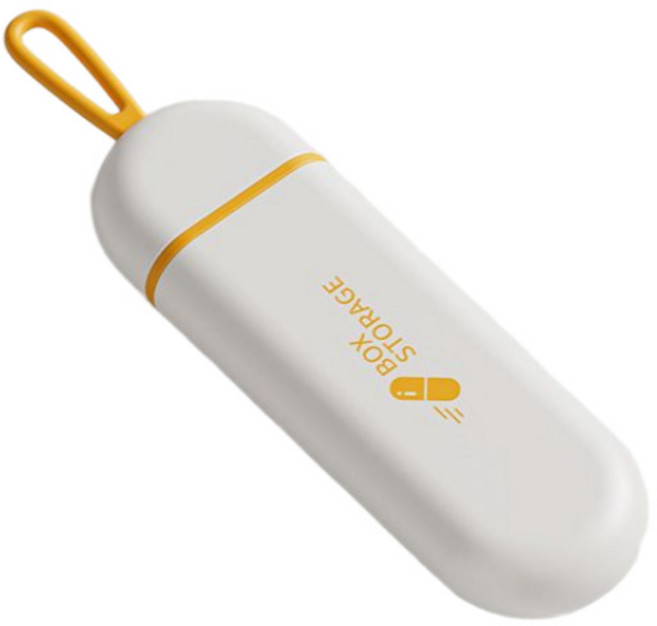 특샵 휴대용 슬림 알약케이스 화이트 오렌지 14 x 4 x 2 mm, 1개