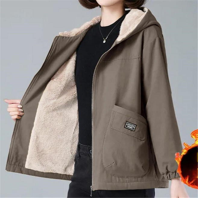 AOKADA 여성 가을 겨울 후드 집업 기모 하프 패딩 야상 점퍼 아우터